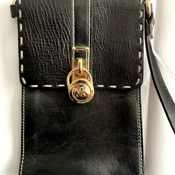 MICHAEL Michael Kors Hamilton black leather snap belt bag gold hardware NWT, S - Picture 6 of 12